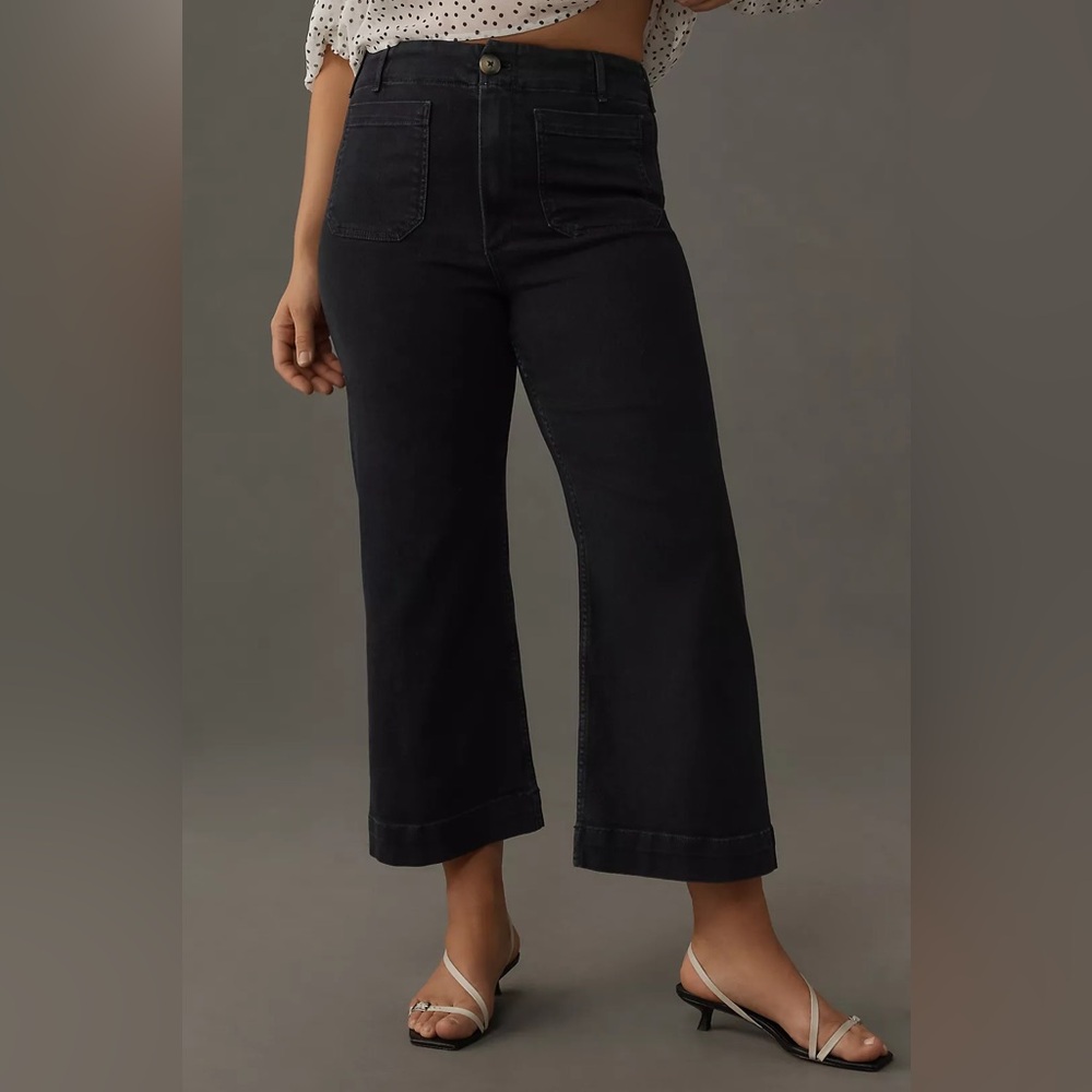 Anthropologie Maeve The Colette High Rise Crop Wide Leg Jeans Patch Pocket